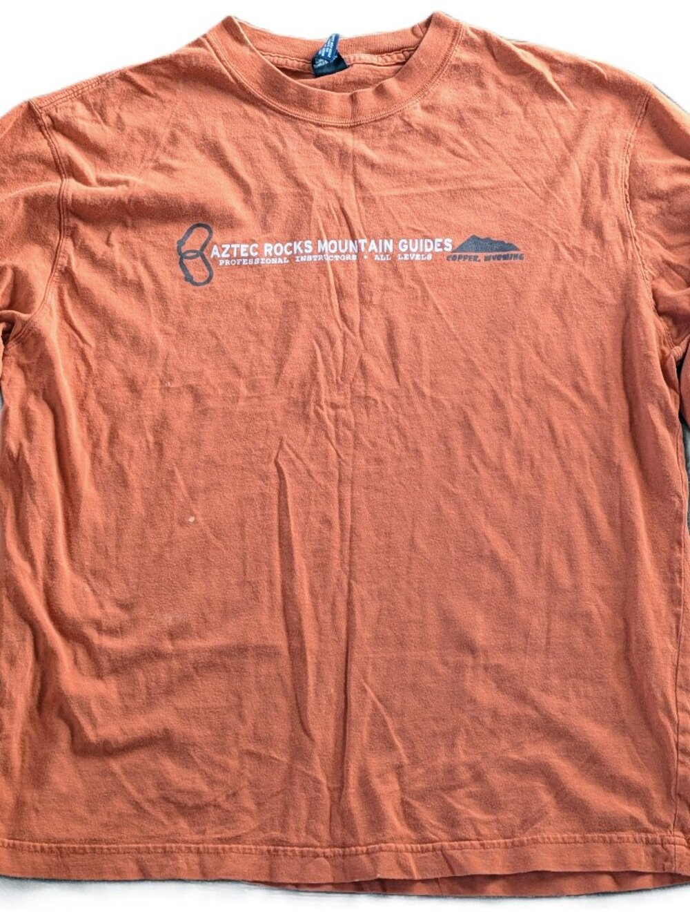 VTG 90s Gap Aztec Rocks Mountain Guides Long Sleeve Tee XS Orange Graphic Retro